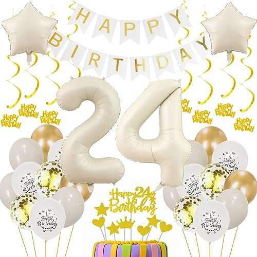24 Geburtstag Deko Frauen 24. Geburtstagsdeko Beige Gold Ballon 24 Geburtstag Deko Männer Beige 24 Luftballon Geburtstagsdeko Frauen Mann 24 Jahr Geburtstagdeko Beige Luftballon 24. Geburtstag
