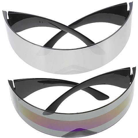 Outanaya 2st -brille Multifunktions-party-requisite Randlose Futuristische Sonnenbrille Neon-sonnenbrille 80er Sonnenbrille Tragbare Partybrille Zyklop Durchscheinend Linse Plastik