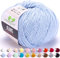 MeriWoolArt® Babyblau Baumwollgarn zum Stricken und Häkeln, Textilgarn, Stoffgarn, Baby Wollgarn für Handarbeiten, Babykleidung, Amigurumi, Babydecke, Pullover, Mützen und Accessoires