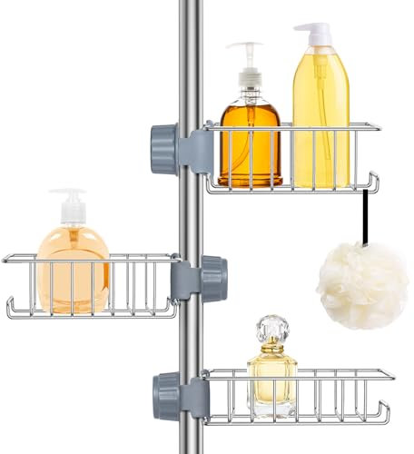 Ainiv Estanteria Ducha sin Taladro, 3Pz Organizador Fregadero, Bathroom Organizer de Baño Inoxidable de Acero Inoxidable, Organizador Fregadero Cocina, Soporte Estropajo Fregadero para Cocina, Inodoro
