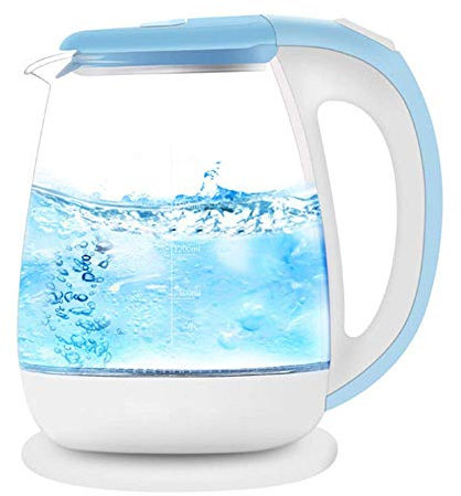 Desktop kettle,Fast and Quiet,Eco Glass 1.8L Cordless Water Kettle with Blue LED Illuminated Fast Boil Tea Water Kettle Auto Shut-Off & Boil-Dry Protection Stainless Steel (Blue (Blue) lofty ambition