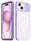 Rdyi6ba8 Cover per iPhone 15, Trasparente Compatibile con Magnetica Case con [Scorrevole Protezione Fotocamera] TPU+PC Antiurto Custodia per iPhone 15 - Viola