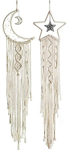 Moon Dream Catcher Catcher Star Makramee Kit 2 in 1 Makramee Kits Makramee Wandbehang Supplies Craft Dream Catcher Kit