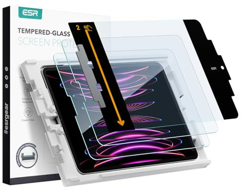 ESR Schutzfolie für iPad Pro 12,9 Zoll (2022/2021/2020/2018), Gehärtete Glas Folie mit einfacher Anbringungsschale, kratzfest, HD-Klarheit, 2 Stück