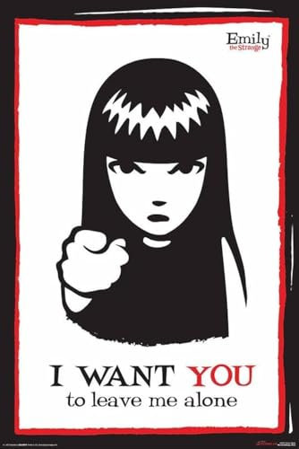 BUY ART FOR LESS Offiziell lizenziertes Emily the Strange I Want You, 61 x 91 cm, Kunstposter, dekorativer Druck, Posterpapier, fertig zum Einrahmen