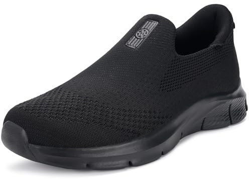 Zapatillas Casual para Hombre Slip-ins Zapatos de Caminar Deportivas Correr Tenis Sneaker Cómodas Manos Libres Sin Cordones Negro 45EU