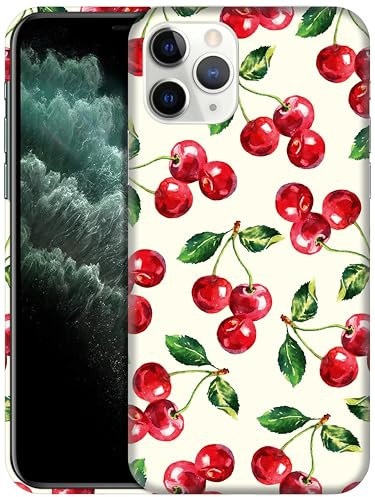 GlamCase for iPhone 11 Pro Max, iPhone 11 Pro Max Case - Cherry Watercolor Pattern Design Printed Slim Fit Cute Plastic Hard Snap on Protective Designer Back Case / Cover for iPhone 11 Pro Max