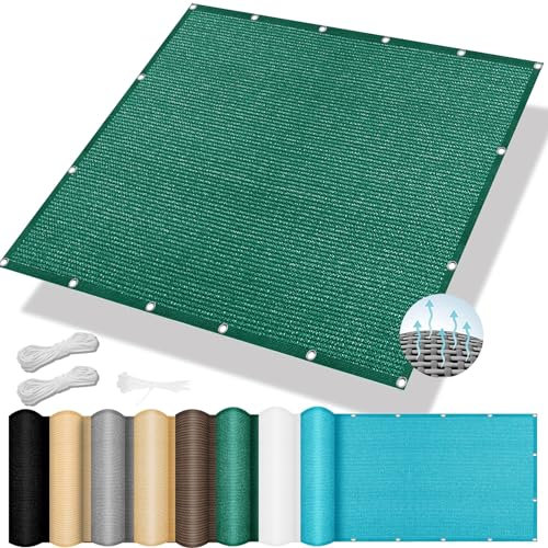 Sonnensegel inkl Befestigungsseile 150 x 180 cm, 98% UV Schutz, Reißfest Wetterfest, Sonnensegel Segel Baldachin, Sonnensegel Shade Sails, für Balkon Garten, Dunkelgrün