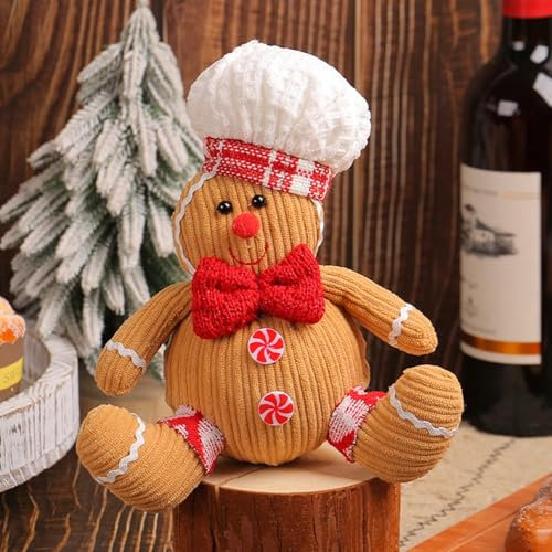 HshDUti Christmas Gingerbread Ornaments for Xmas Tree Decoration, Plush Stuffed Ginger Man Figurine Ornaments for Christmas Tree, Hanging Xmas Gingerbread Ornaments for Christmas Holiday Party Decora