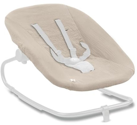 hauck Schonbezug für Babywippe Highchair Bouncer (Eco) (nicht mit anderen Modellen kompatibel), Baumwolle, mit Gummizug und Gurtschlitze für 5-Punkt-Gurt, Waschbar bei 60° (Beige)