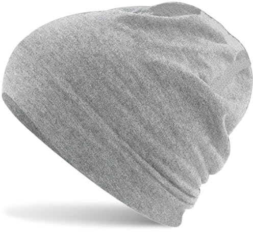 Hatstar Baumwoll Jersey Damen Beanie Mütze (13 | Heather Grey)