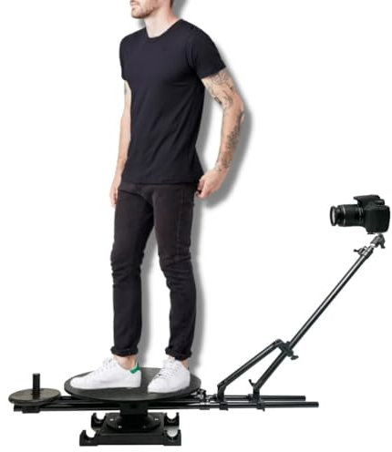 Glide Gear REVO 150 Camera Rig – 360° Full-Body Shots – Rotating Arm for DSLR/Smartphone, 250lb Capacity Base, Adjustable Extension