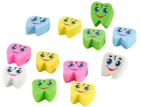 Kreativer farbiger Zahn-Styling-Radiergummi, Cartoon, niedlicher Zahnradierer, Weiß, 2 x 2 x 0,8 cm