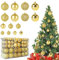 50 Stück Weihnachtskugeln Set-Weihnachtsbaum Kugeln,Premium Christbaumkugeln Kunststoff-Weihnachtskugeln,Weihnachtsdeko,matt,glänzend,glitzernd,Christbaumkugel ∅ 3, 4 & 6 cm,Gold