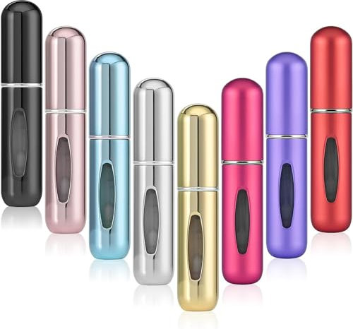 OBSGUMU Parfümzerstäuber Nachfüllbar, 8 Stück Mini Parfüm Abfüller Portable Parfum Zerstäuber für Unterwegs, Perfume Travel Bottle mit Fenster für Reise Handtasche, 5ml