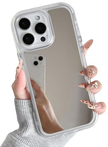 ZTOFERA Case for iPhone 16 Pro, Cute Makeup Mirror Case Clear Sliver Back Soft Slim Case, Flexible Shockproof Anti-Scratch Protection Bumper Cover for iPhone 16 Pro 6.3 - Clear