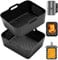HAUXEL Silicone Air Fryer Liners for Ninja Double Stack Air Fryer XL SL400UK 9.5L, Compatible with COSORI Dual Air Fryer 8.5L, 2pcs Reusable Air Fryer Accessories, Black