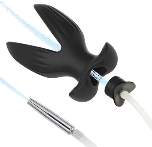 Qhysin Silikon Hohl Analplug Urinal Piss Trichter Buttplug mit Metall Harnröhren Dilatator Penis Plug Katheter Einlauf Analdusche Analtunnel SM Bondage Set Sex Spielzeug für Männer Paare Extrem (S)