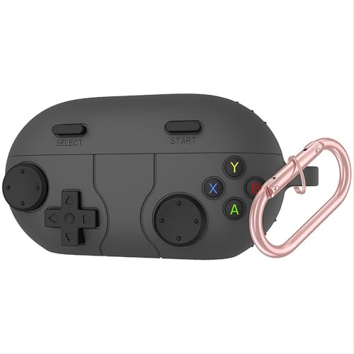 GIOPUEY Funda Compatibile con Beats Solo Buds, Cute Lindo Divertido Dibujos Animados Silicona Protección Carcasa Case Cover con Gancho para Llavero - Dark Gray