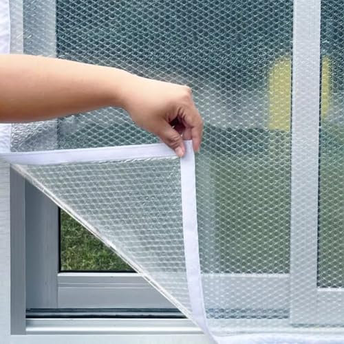YUJIANHUAA Fenster Isolierfolie Gegen Kälte Wärmedämmung Thermo Cover Kondenswasser Fensterfolie Doppelt Verdickt Luftpolsterfolie Winddichte Staubdichte Fensterisolierung für Winter (55cm x 180cm)