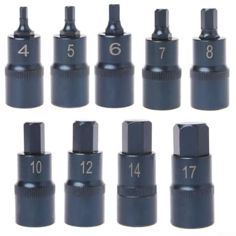 Hex Socket Wrench, 1/2'' Drive, 55mm Length, Optional Sizes H4 H17, Material (H5)