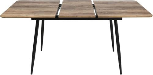 Esstisch ausziehbar, moderner Küchentisch, mit Klappverlängerung für schnelles Ausziehen von 120 cm auf 160 cm, Esszimmertisch mit Metallbeinen für 4-6 Personen, 120-160x80 cm (LxB), Eiche Mittelbraun