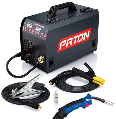 PATON EuroMIG 150A MIG Welding Machine Set, Semi-Automatic Digital Inverter Welder, 240V Welding Kit with Wire Feed, Professional Welder for Industrial Use