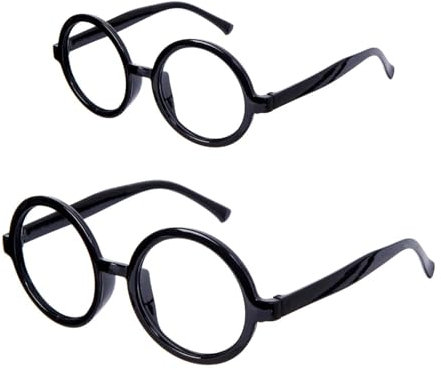 STOUUMOW Vintage Runde Brillen Schwarz - Ultraleichte Kostümbrille Für Cosplay & Partys - Perfekt Für Karneval Fasching - Retro Design Mit Weichen Nasenpolstern