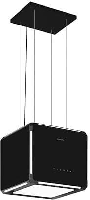 Cappa a Isola LIGHTLINE CUBE Silverline 4391.4.733.01, 40 cm, Nera, Capacità 738 m3/h, 3 velocità, controllo touch, rumorosità max 59 db(A), illuminazione Intera superficie TW LED, Classe energetica B