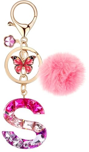 MWOOT Porte Clés lettre S pour Femme, Porte Cle Initiale Rouge, Alphabet Charmes en Résine pour Décor Porte Clef Voiture Sac à Main