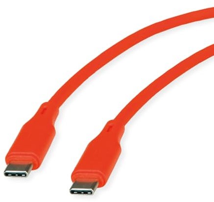 ROLINE Cable USB 2.0, Tipo C-C, ST/ST, Silicona, 60 W, Naranja, 1 m