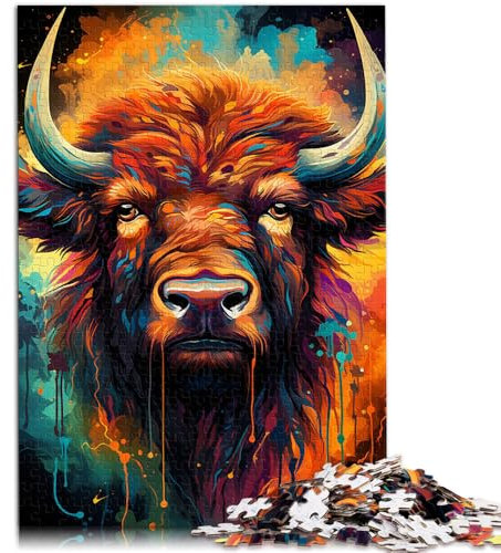 1000-teiliges Puzzle für Erwachsene Bison-Spielspielzeug mit passendem Poster und Quizblatt Geeignet für Teenager ab 14 Jahren 26x38cm