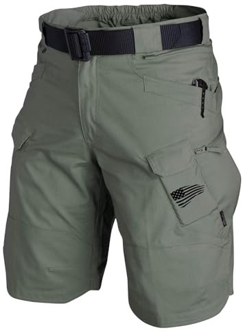 MOKBAY Short Coton Homme Pantacourt Course Poche Zippée À Pied Vert Été uni Trail Chantier Tactique Treillis Militaire de Sécurité Bermuda Homme Cargo Ventes Flash du Jour Vert M