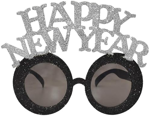 GTYARYUA Happy New Year Glitzer Brille, Happy New Year Brille, Silvester Deko Partybrille, Silvester Brille, Happy New Year Glasses, Silvester Foto Requisiten, Geeignet als Silvesterparty-Dekoration