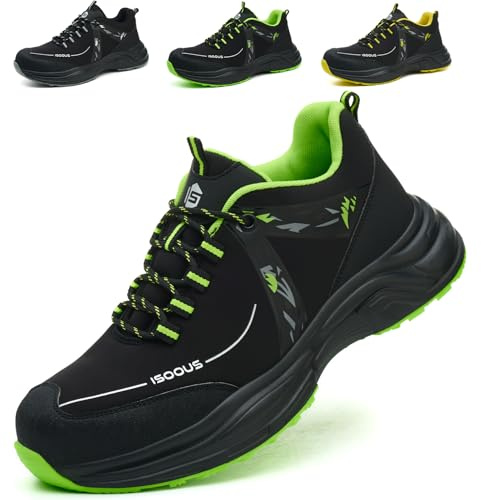 ISOOUS Scarpe Antinfortunistiche Uomo Scarpe da Lavoro Donna Leggere | Comode Scarpe da Sicurezza con Punta in Acciaio Antiscivolo Traspiranti Scarpe da Cantiere Sneaker Unisex