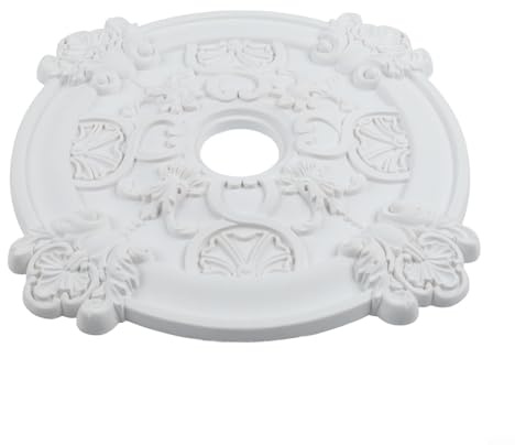 FACAIIO Deckenventilator, rund, PU, 39 cm, für Bohrlicht, Deckenventilator und Befestigungen, elegantes Dekor, um Unvollkommenheiten zu verbergen, Weiß