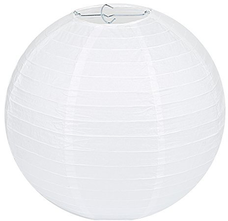 LIHAO - Paquete de 10 farolillos redondos de papel, pantalla de lámpara, forma de bola, 30,5 cm, para decoración en fiestas o bodas, color blanco
