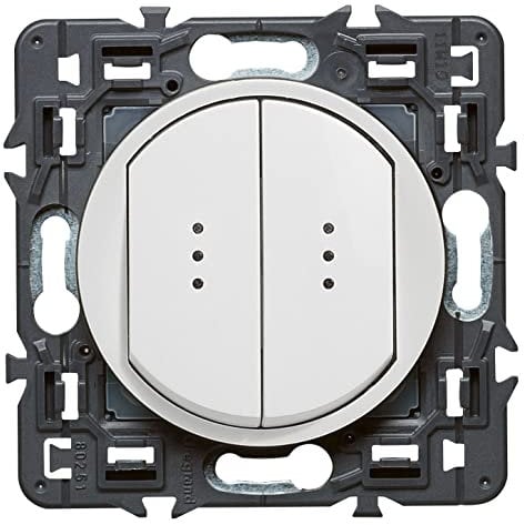 Legrand - Double interrupteur témoin (voyant fourni) Céliane Soft - 10A - Blanc