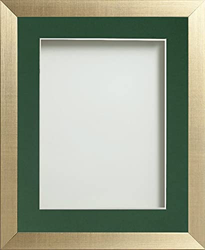Frame Company Simpson Range Gold 14x11 inch Frame With Bottle Green Mount for 12x8 inch *Choice of Sizes* Fitted with Real Glass