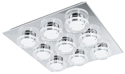 EGLO LED Deckenlampe Cisterno, Deckenleuchte, Edelstahl in chrom | Kunststoff in klar, satiniert warmweiß