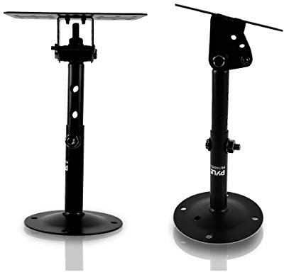 Pyle PSTNDC31 - Supporto da parete per altoparlante, con inclinazione girevole regolabile, braccio telescopico retrattile, sistema audio Home Surround, libreria, altoparlanti satellitari PSTNDC31