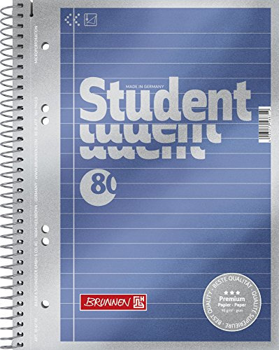 BRUNNEN Collegeblock Premium Student | A5, Lineatur 4, 80 Blatt, blau