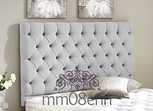 mm08enn Colchester Wall Mounted 36 Tall Headboard in Crushed Velvet Fabric Silver,Black,Cream,Champagne,White (Silver, 4ft Small Double)
