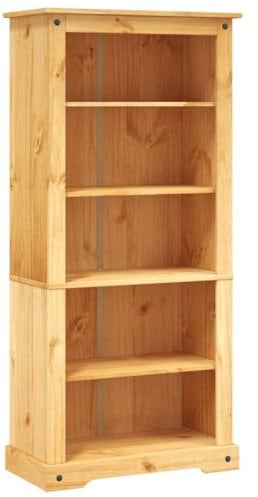 vidaXL Kiefernholz Bücherregal 5 Böden Mexiko-Stil Kiefer Standegal Wandregal Aktenregal Regal aus Holz Bücherschrank Büroregal Holzregal 80x40x170 cm