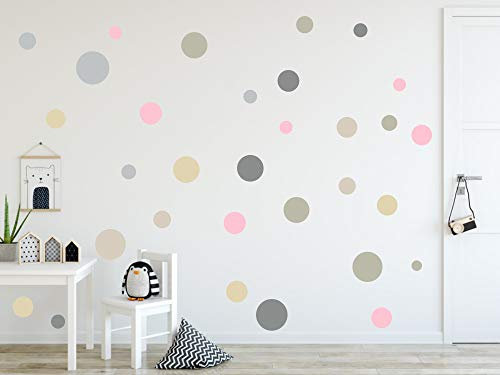 Timalo® 120 Wandsticker Pastell Kreise Kinderzimmer Punkte Kinderzimmer Deko Set 3