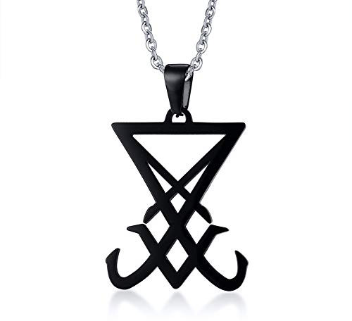Edelstahl Satanismus Schmuck Anhänger Siegel von Luzifer Anhänger Halskette für Männer