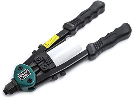 SATA ST90502 Remachadora de Dos Manijas, 330 mm, con Cuerpo de Acero Resistente y Botella de Recolección de Plástico Acoplada Directamente a la Herramienta.