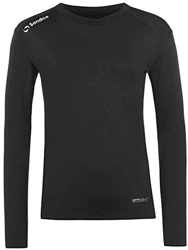 Sondico Boys Long Sleeved Core Base Layer Mesh Panels Age 3-13 (Black, 13)