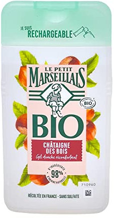 Le Petit Marseillais | Recharge Gel Douche Réconfortant BIO Châtaigne des Bois (flacon de 250 ml) – 98 % d'ingrédients d'origine naturelle et pH neutre pour la peau – Emballage recyclable et rechargeable