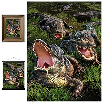 3D LiveLife Linsenförmige Wandkunst Drucke - Alligator Bog von Deluxebase. Ungerahmtes 3D Alligator Poster. Perfekter Wandfüller. Original kunstwerk lizenziert von bekannt künstler, Jerry LoFaro